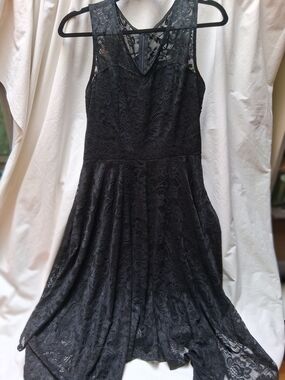 Meetjen Black Lace Fit-and-Flare Dress